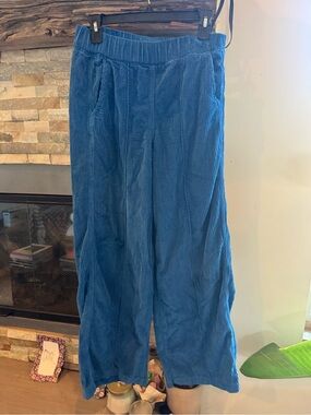 ME+EM Teal-Blue Corduroy Wide-Leg Men’s Trousers